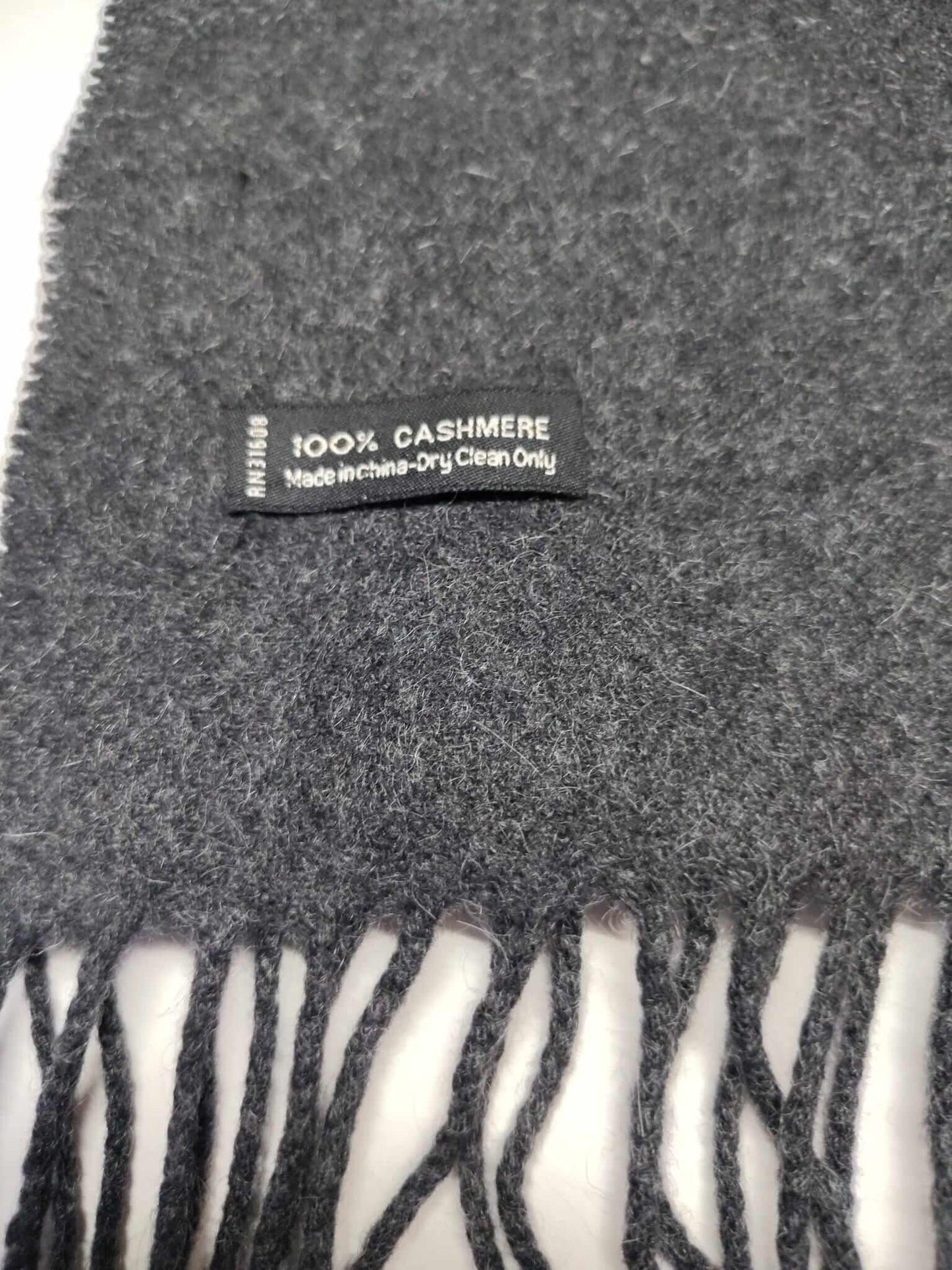 Cashmere Knot charcoal gray preloved pure cashmere Scarf from Ireland, soft luxury wrap