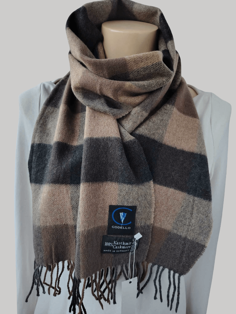 Codello preloved cashmere scarf from Ireland, checkered design