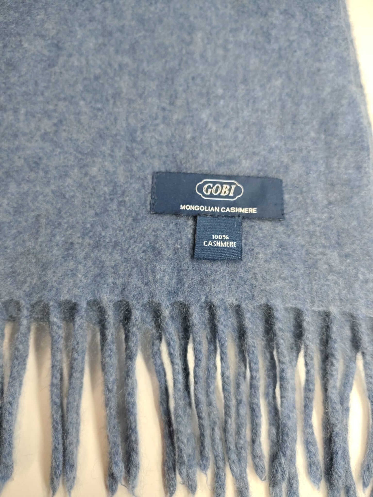 Gobi ocean blue preloved pure cashmere scarf from Ireland, soft luxury wrap