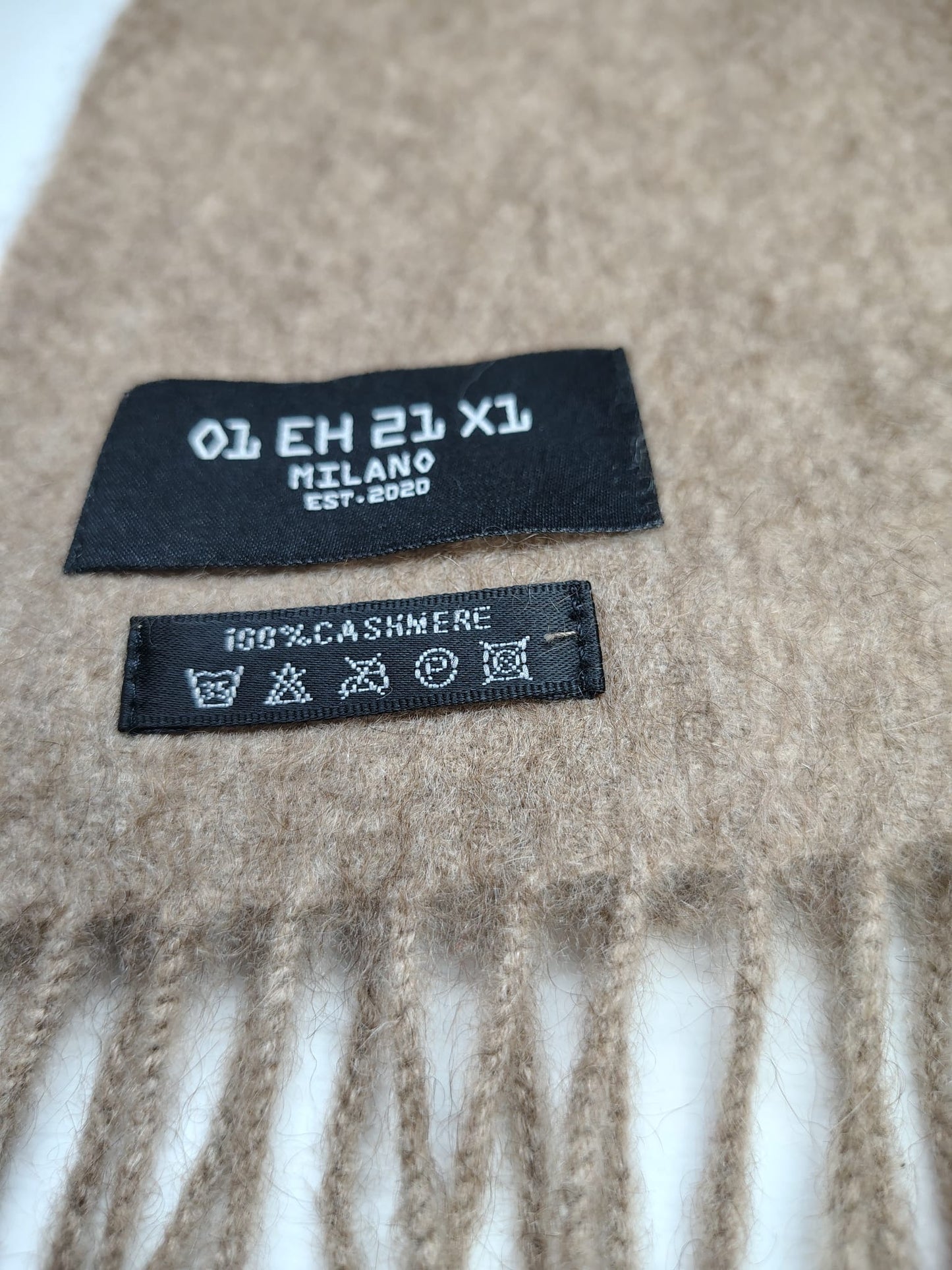 Milano beige preloved pure cashmere scarf from Ireland, soft luxury wrap