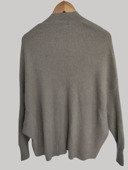 N.Peal Brownish Grey preloved pure cashmere oversized batwing cardigan size Large with 75 cm long fit from Cashmere Knot Ireland