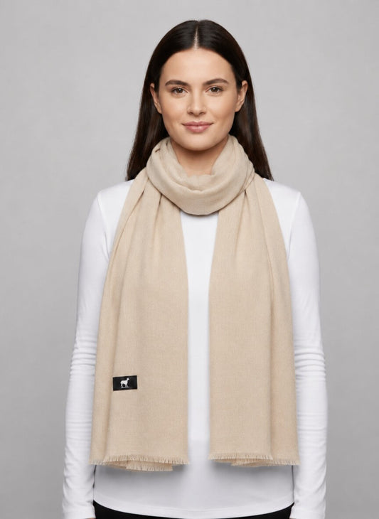 Beige luxury Pure Kashmiri Pashmina stole handcrafted  – Cashmere Knot Ireland