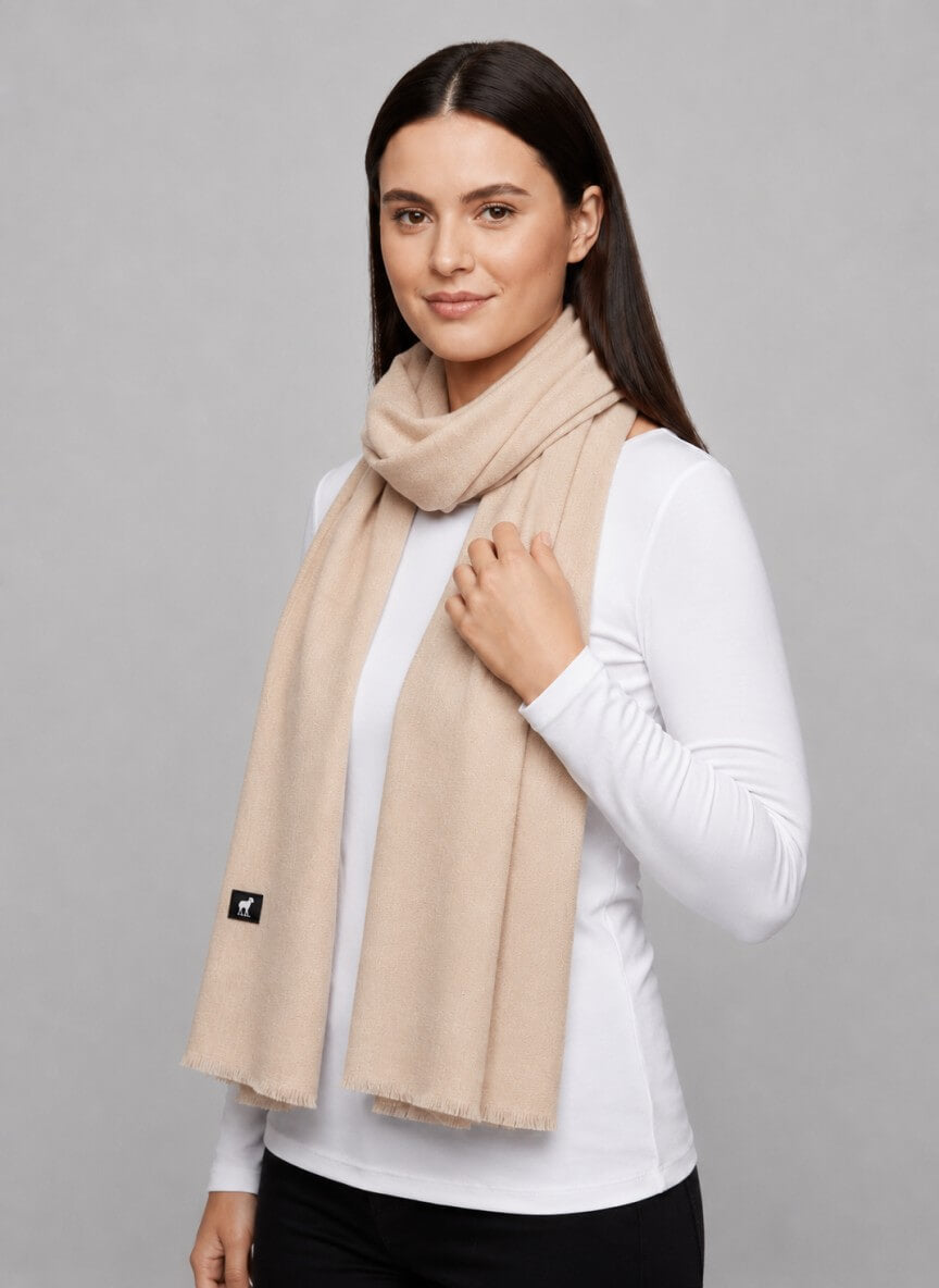 Beige luxury Pure Kashmiri Pashmina stole handcrafted  – Cashmere Knot Ireland