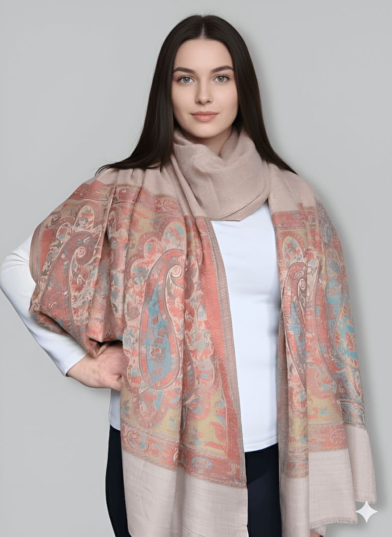 Dusty Rose Paisley Pashmina Shawl