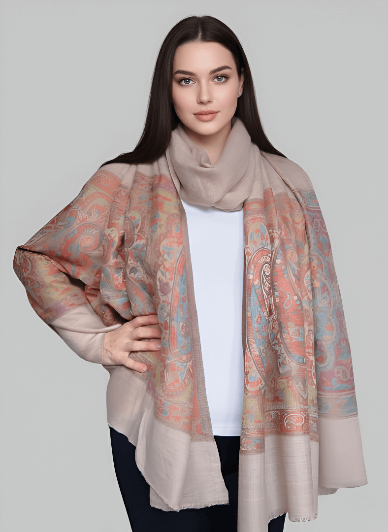 Dusty Rose Paisley Pashmina Shawl