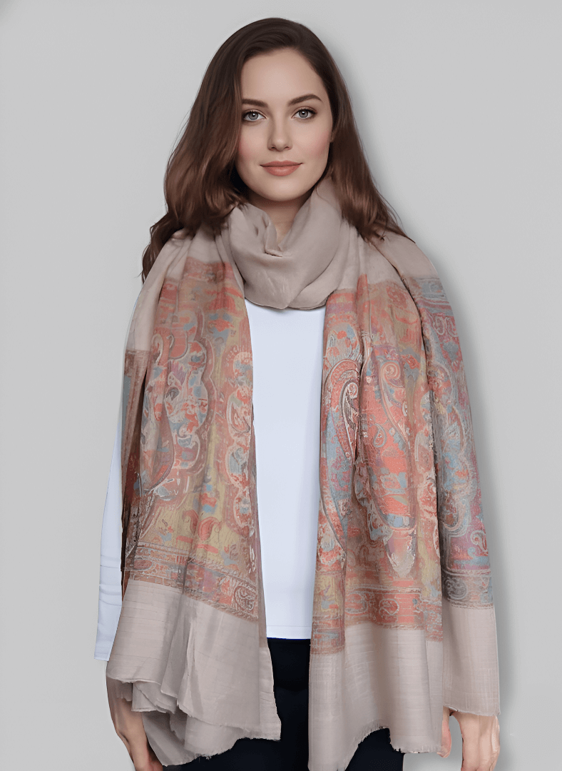 Dusty Rose Paisley Pashmina Shawl