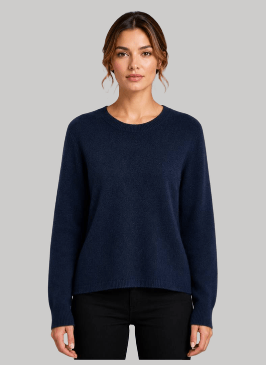 JCrew Dark Navy pure cashmere classic Round-neck jumper brand new with tags Large UK and Ireland fit from Cashmere Knot Ireland