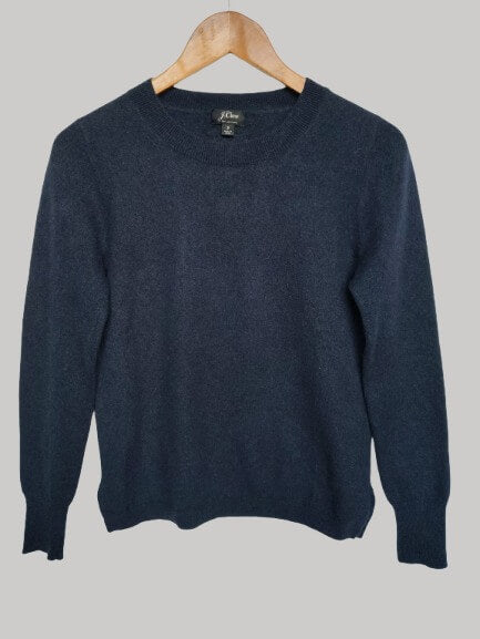 J.Crew Dark Navy pure cashmere classic Round-neck jumper brand new with tags Large UK and Ireland fit from Cashmere Knot Ireland