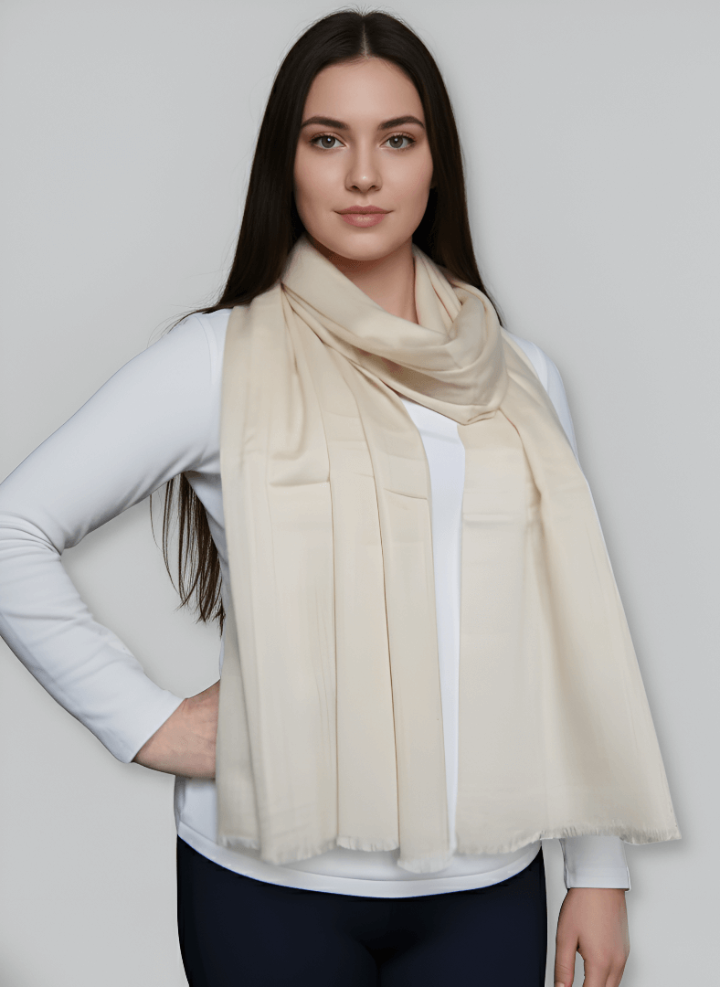 Pure Pashmina Stole – Ivory