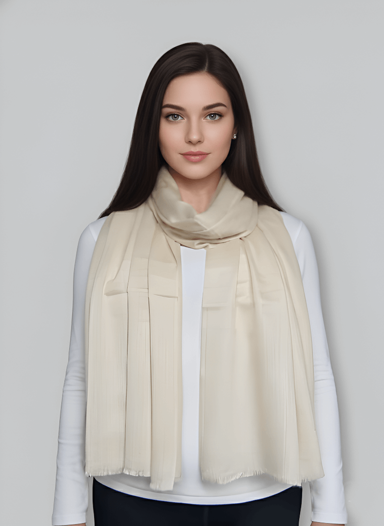 Pure Pashmina Stole – Ivory
