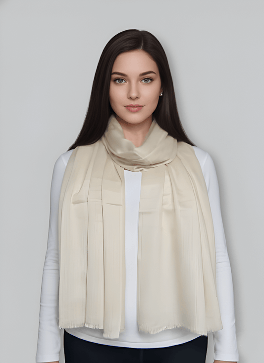 Pure Pashmina Stole – Ivory