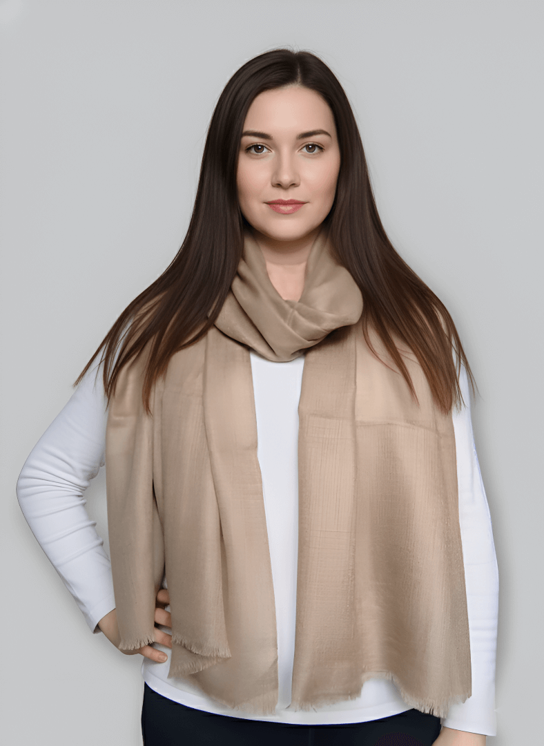 Pure Pashmina Stole – Warm Beige-Brown