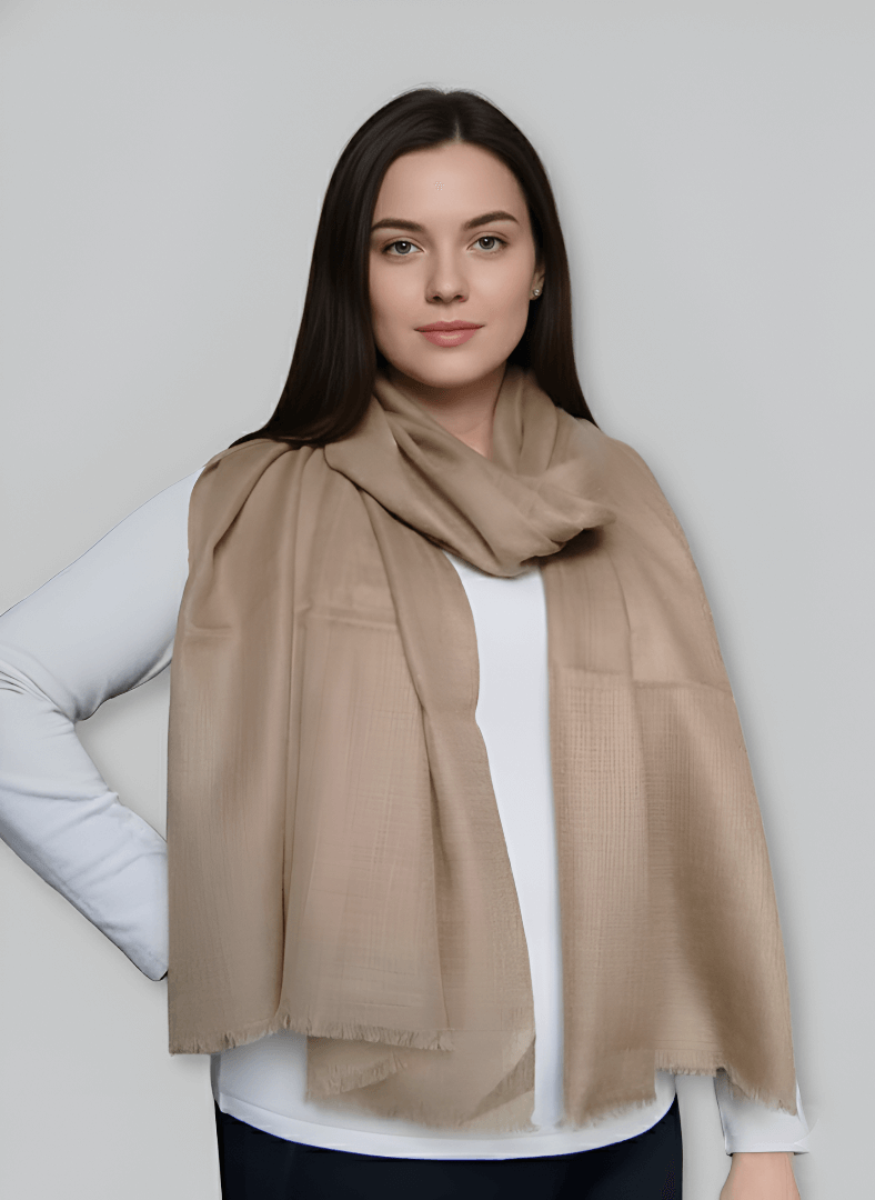 Pure Pashmina Stole – Warm Beige-Brown
