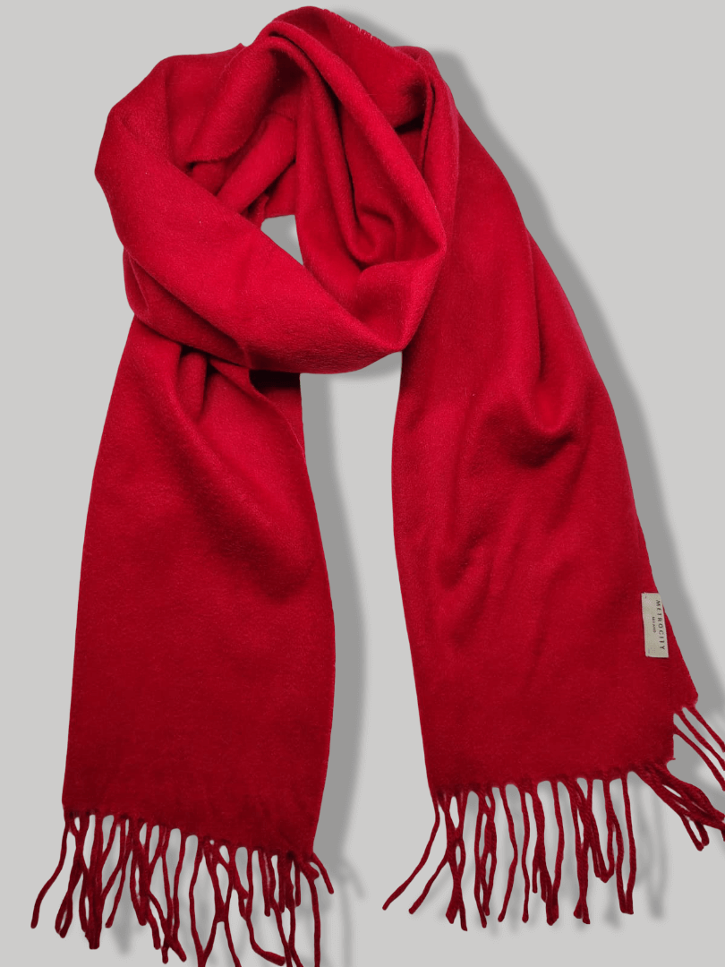 Preloved Metrocity pure cashmere scarves and muffler from Ireland in red color