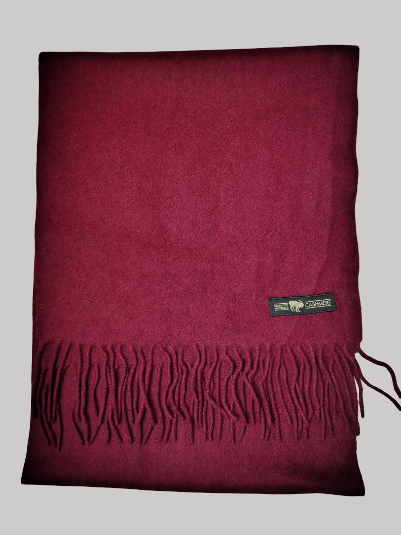 Cashmere Knot pure cashmere women’s muffler from Ireland in maroon color