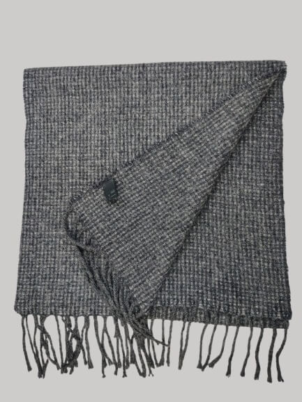 Altea Milano charcoal melange micro check preloved pure cashmere scarf from Ireland, soft luxury wrap