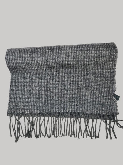 Altea Milano charcoal melange micro check preloved pure cashmere scarf from Ireland, soft luxury wrap