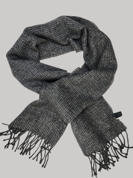 Altea Milano charcoal melange micro check preloved pure cashmere scarf from Ireland, soft luxury wrap