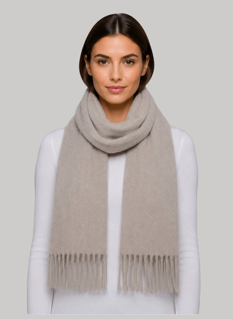 Barts beige preloved pure cashmere scarf from Ireland, soft luxury wrap