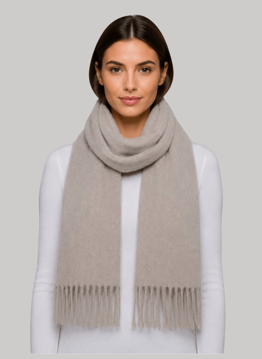 Barts beige preloved pure cashmere scarf from Ireland, soft luxury wrap