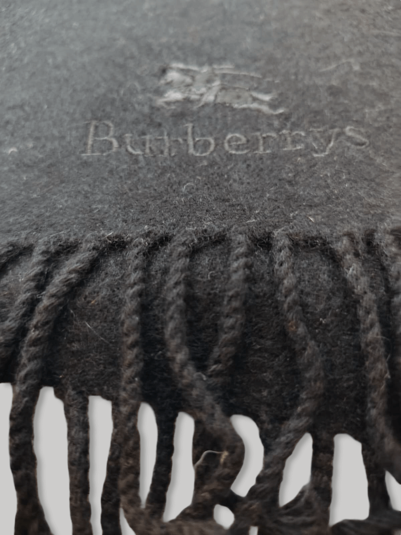 Burberry Classic black preloved pure cashmere scarf and muffler with a luxuriously soft texture and timeless designer style, available from Cashmere Knot in Ireland