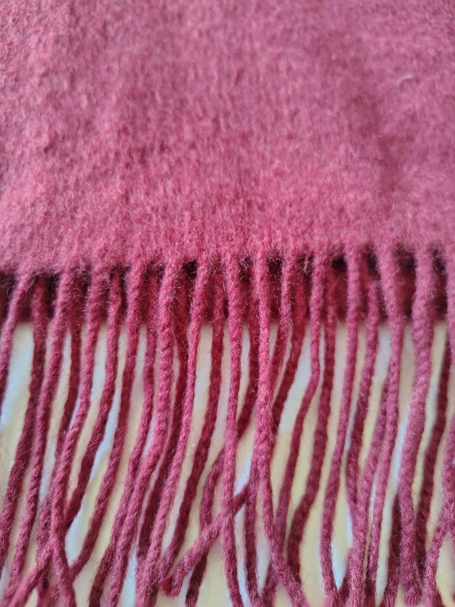 Cashmere Knot burgundy preloved pure cashmere scarf from Ireland, soft luxury wrap