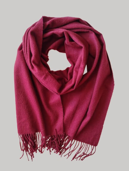 Cashmere Knot burgundy preloved pure cashmere scarf from Ireland, soft luxury wrap