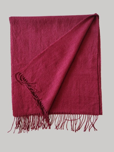 Cashmere Knot burgundy preloved pure cashmere scarf from Ireland, soft luxury wrap