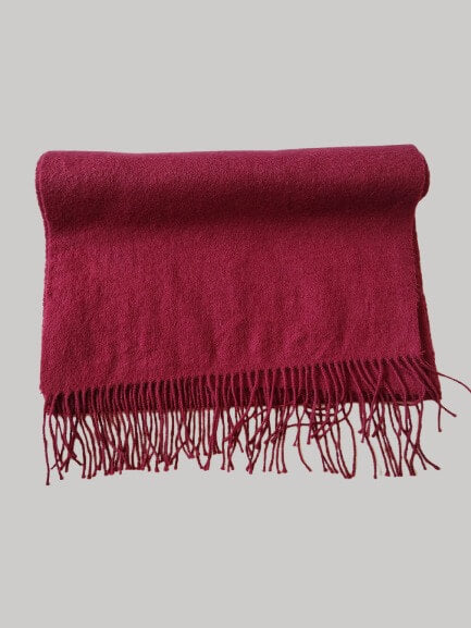Cashmere Knot burgundy preloved pure cashmere scarf from Ireland, soft luxury wrap