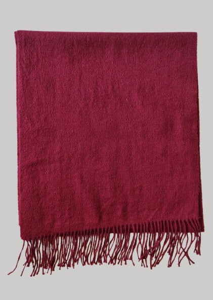 Cashmere Knot burgundy preloved pure cashmere scarf from Ireland, soft luxury wrap