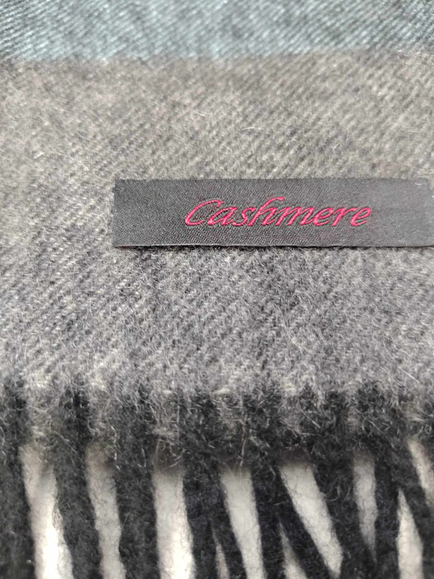 Cashmere Knot midnight blue and beige check preloved pure cashmere scarf from Ireland, soft luxury wrap