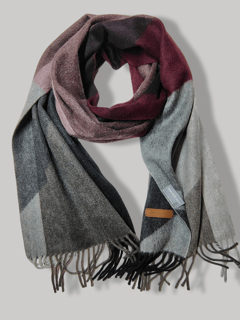 Cashmere Knot preloved cashmere muffler from Ireland, multicolor checkered design