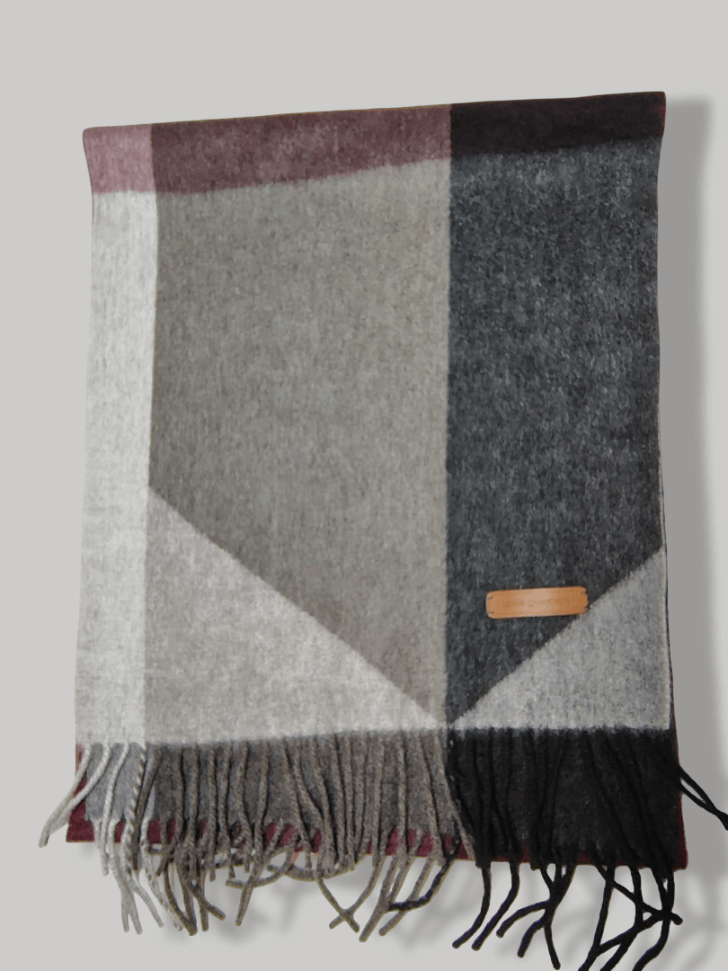 Cashmere Knot preloved cashmere muffler from Ireland, multicolor checkered design