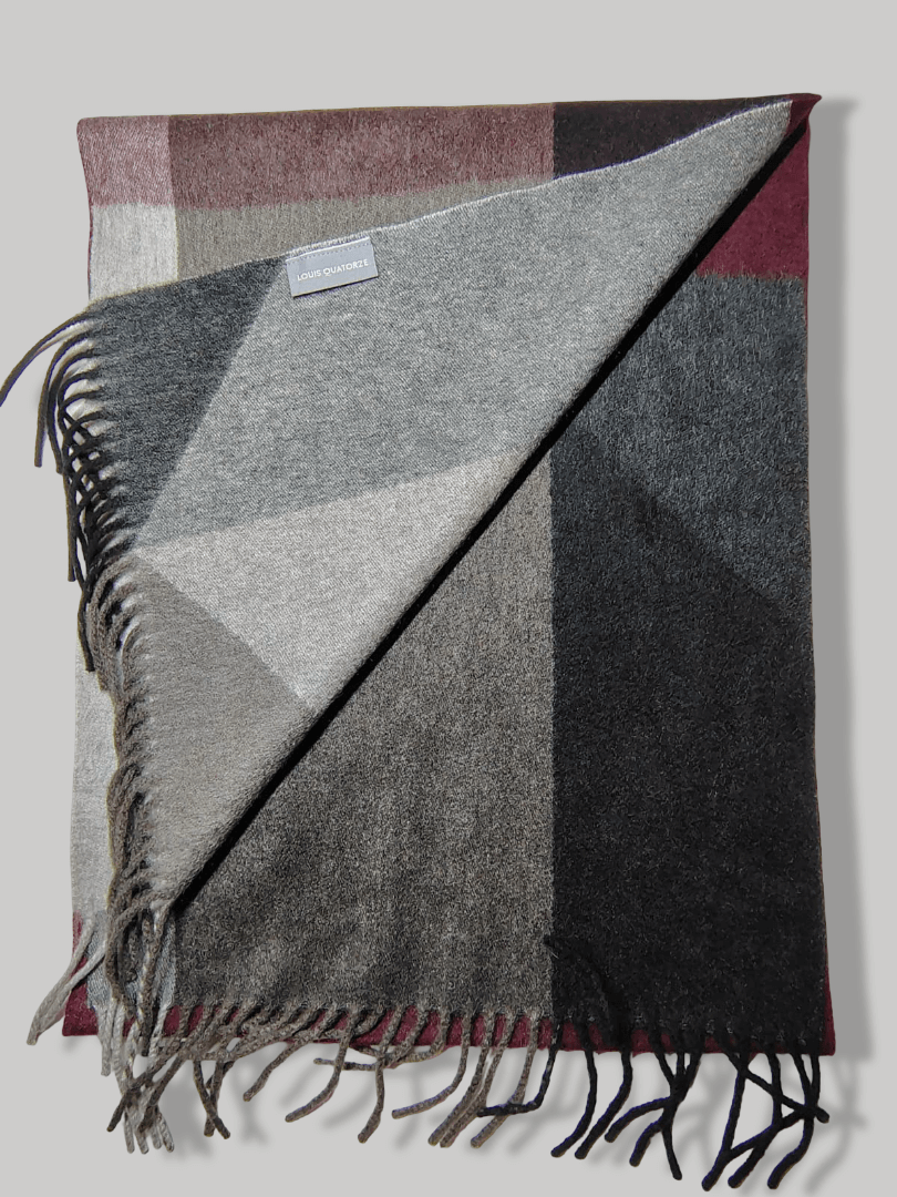 Cashmere Knot preloved cashmere muffler from Ireland, multicolor checkered design