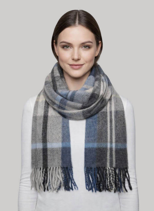 Cashmere Knot preloved cashmere scarf from Ireland, brown and gray color