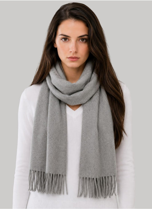Cashmere Knot Ireland preloved pure cashmere scarf and muffler from Ireland, light gray color