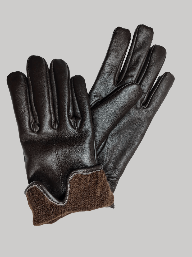Cashmere Knot premium dark brown sheep leather women gloves from Ireland, soft warm winter gloves with fleece material
