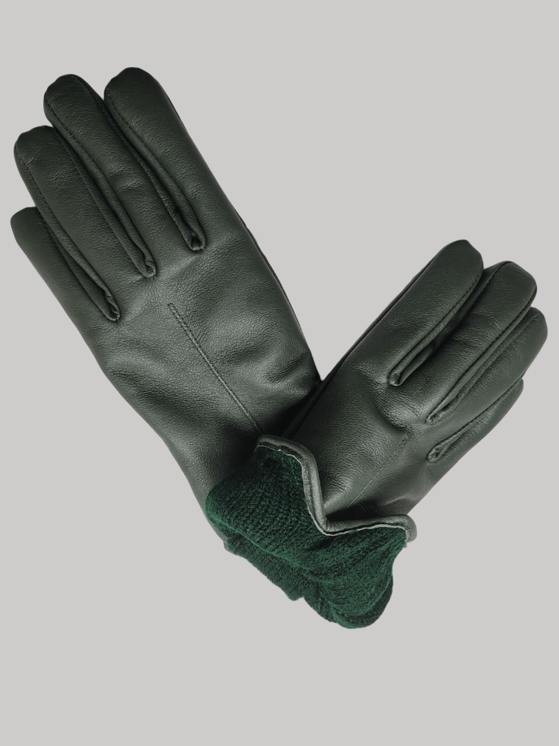 Cashmere Knot premium olive green sheep leather women gloves from Ireland, soft warm winter gloves