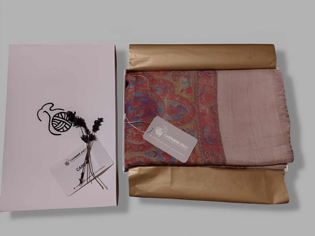 Dusty Rose Paisley Pashmina Shawl