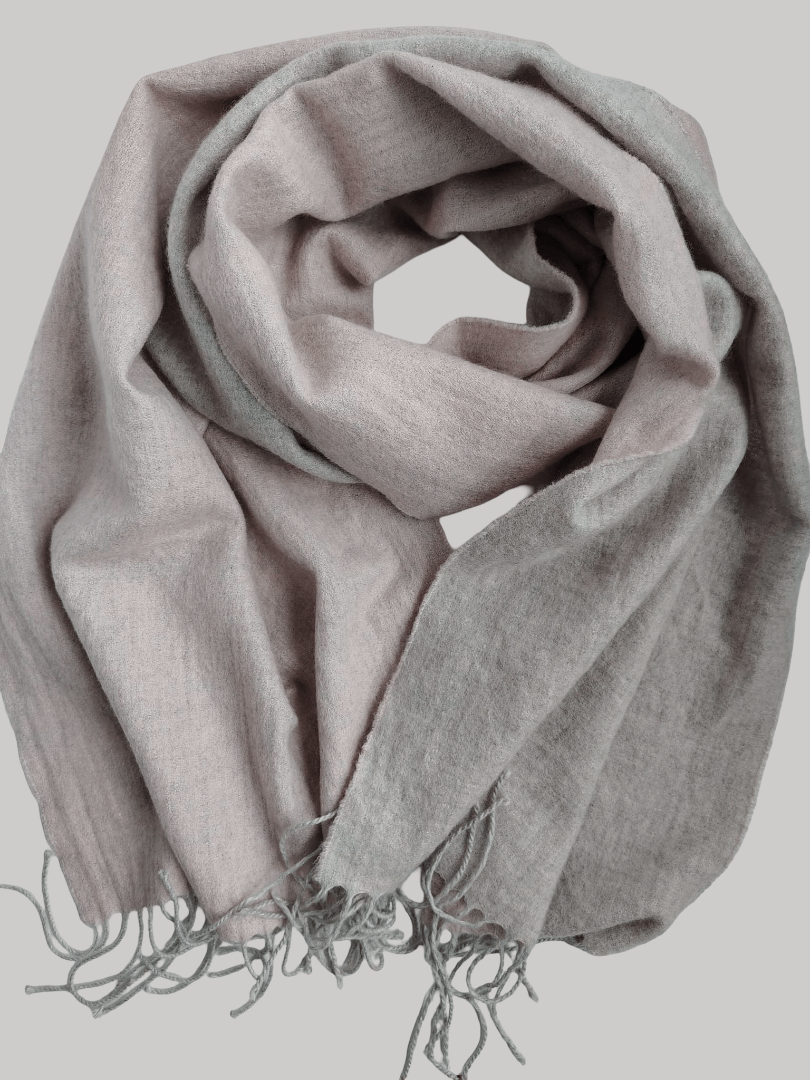 Cashmere Knot double-sided lace cashmere scarf and muffler from Ireland, pink and light gray color