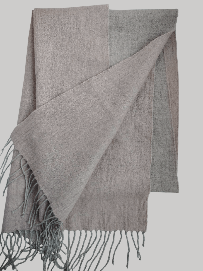 Cashmere Knot double-sided lace cashmere scarf and muffler from Ireland, pink and light gray color