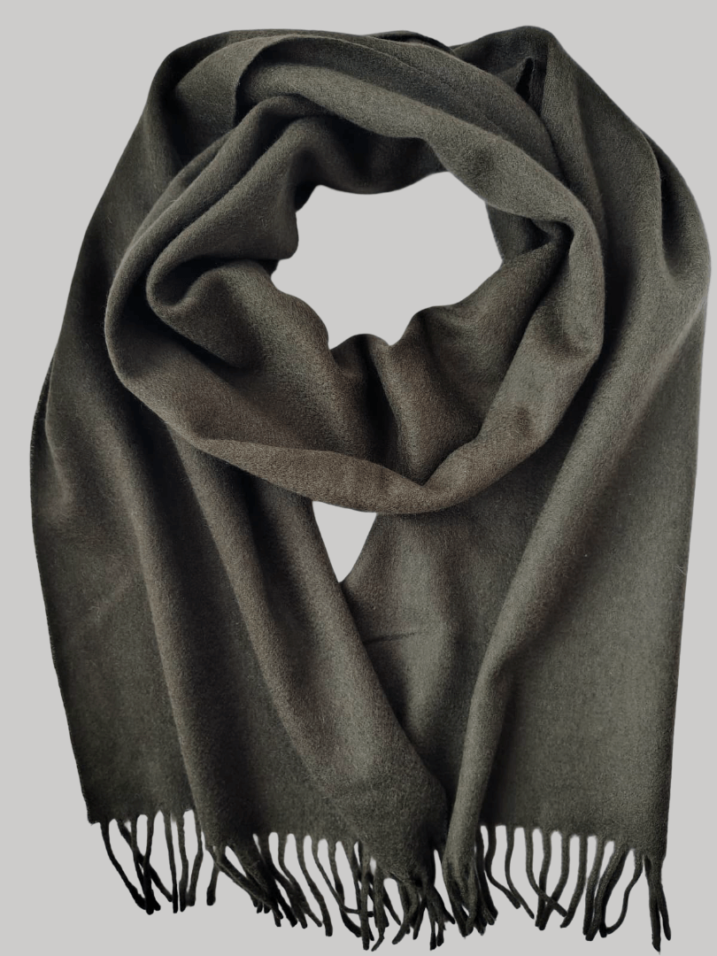 Cashmere Knot Bancha green preloved cashmere scarf from Ireland, soft luxury wrap