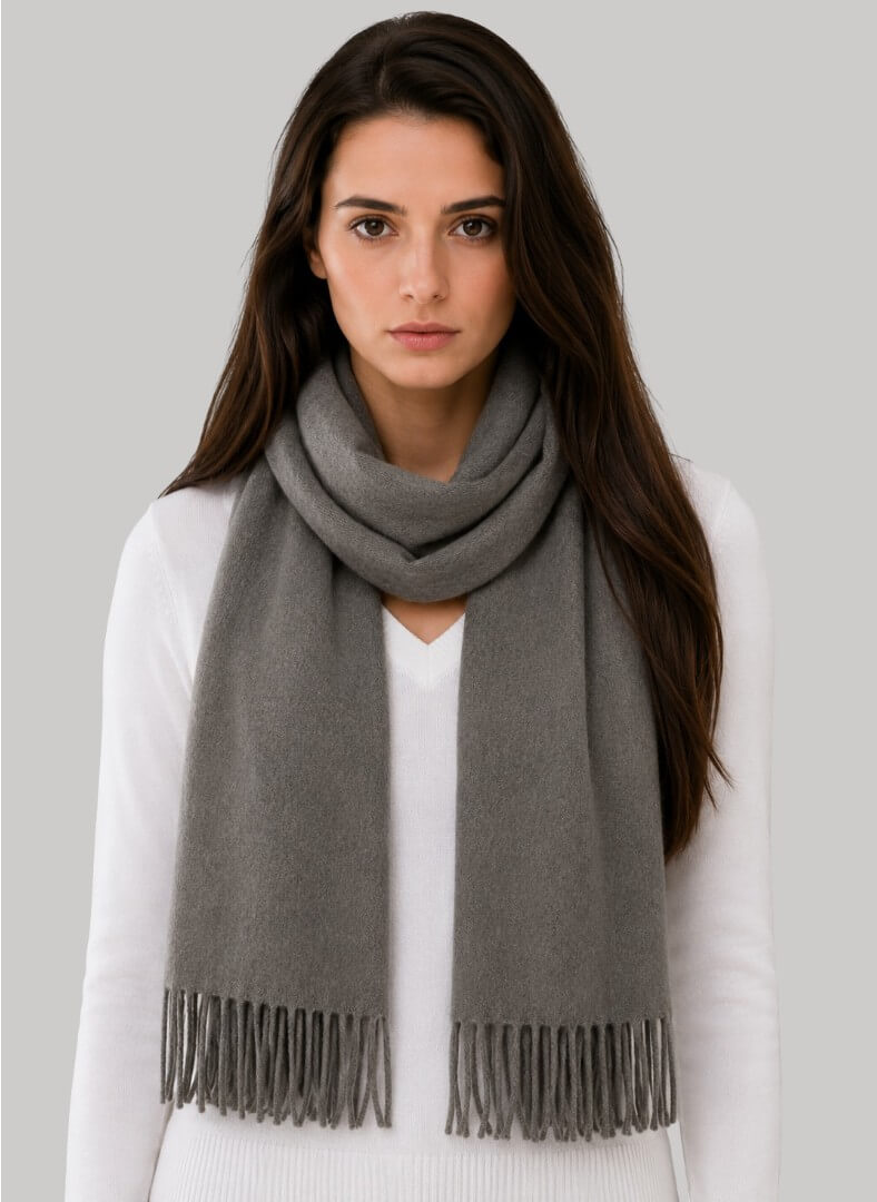Cashmere Knot Bancha green preloved cashmere scarf from Ireland, soft luxury wrap