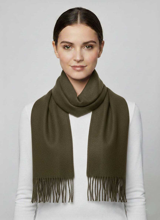 Cashmere Knot Bancha green preloved cashmere scarf from Ireland, soft luxury wrap