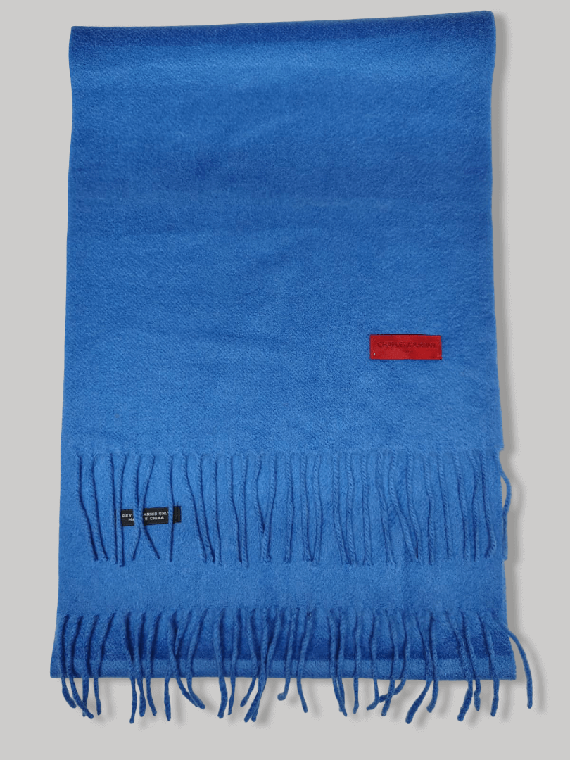 Blue preloved cashmere muffler and scarf by Cashmere Knot, soft luxury cashmere stole