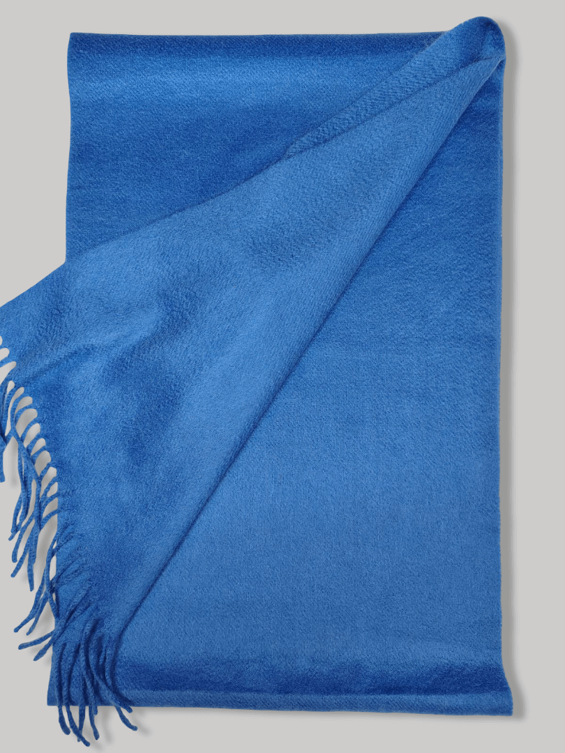 Blue preloved cashmere muffler and scarf by Cashmere Knot, soft luxury cashmere stole