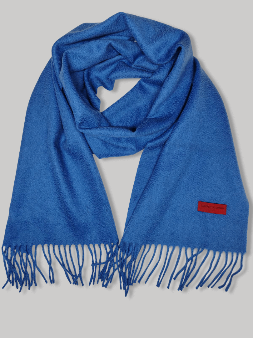 Blue preloved cashmere muffler and scarf by Cashmere Knot, soft luxury cashmere stole