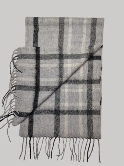 Charter Club luxury dove grey signature plaid preloved pure cashmere scarf from Ireland, soft luxury wrap