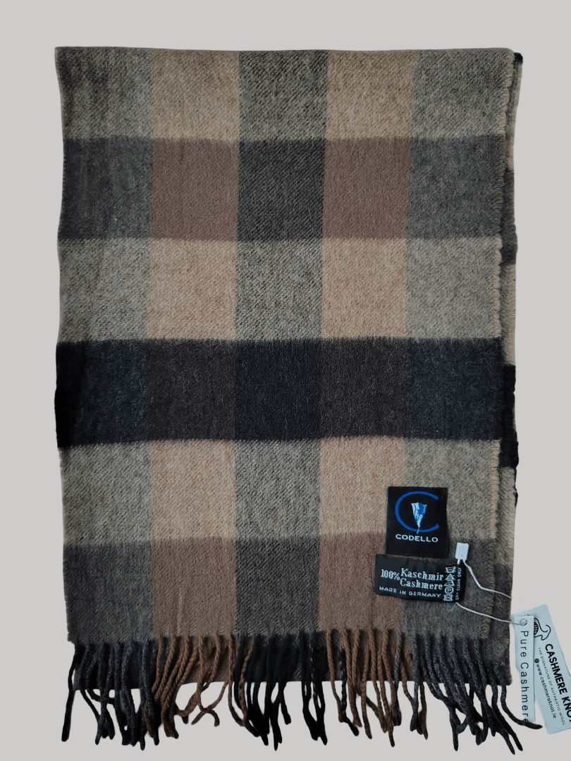 Codello preloved cashmere scarf from Ireland, checkered design