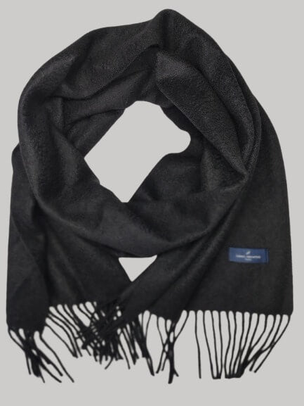 Daniel Hechter Paris black preloved pure cashmere scarf from Ireland, soft luxury wrap